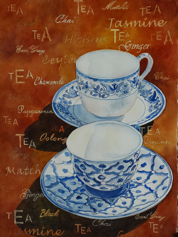 Tea Types, a watercolor painting by Deb Ward